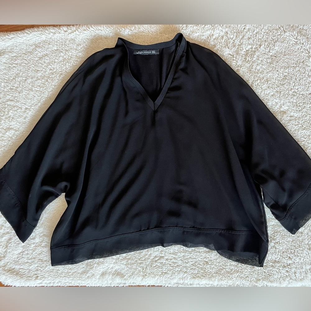 Zara Black Oversized Blouse Sz Small